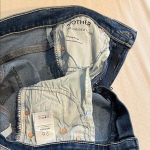 MOTHER Insider Flood Light & Dark Blue Two-Tone Denim Jeans size 26